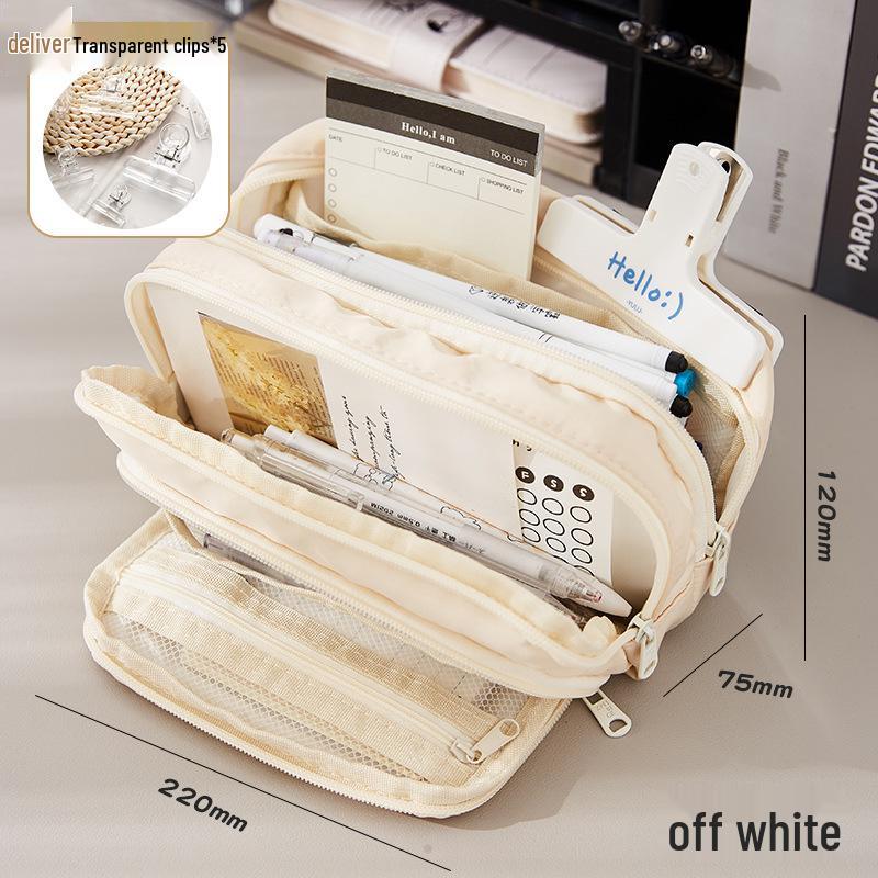 Japanese-Style Black Boys  Pencil Case, Dirt-Resistant, Large Capacity, Multi-Layer, Front-Opening