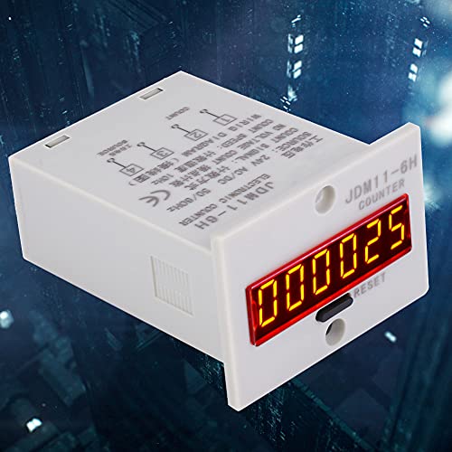 Walfront JDM116H LED Digital Display Counter, 6-Digit Counter with Multiple Inputs, Anti-Interference (AC/DC 24V)