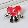 Heart-Shaped Cartoon Brooch: Cute Metal Accessory for Hats & Clothing