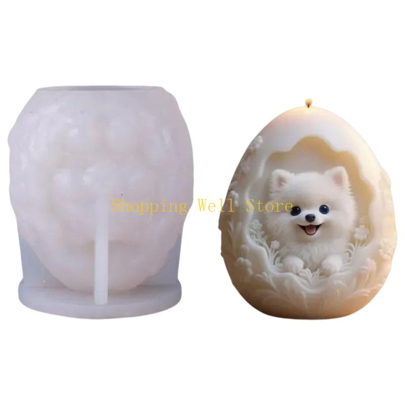 Eggs Shape Dog Embossed Silicone Molds Heat Resistant Food Grade Silicone for Epoxy Resin Making Candle Soap Chocolate