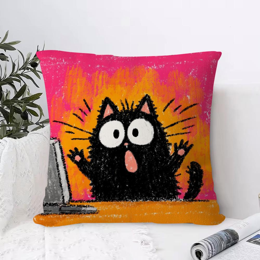 Cartoon Animal Print Cushion Cover, Invisible Zipper, Living Room Sofa Pillowcase