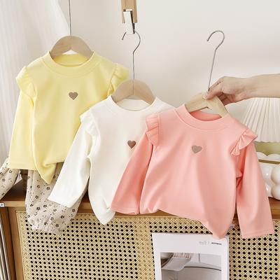 Girls' Long Sleeved Top Simple Children's Base T-shirt Pullover
