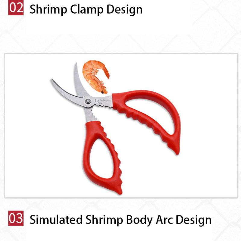 Elbow Stainless Steel Sharp Blade Kitchen Shrimp Clippers Remove Shrimp String Peel Household Seafood Scissors