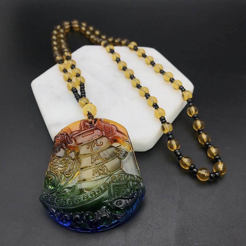 Chinese Style Three Colours Guanyin Buddha Necklace Pendant Exquisite Mascot Sweater Chain Fashion Jewelry Holiday Gift