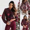 2026 Spring and Autumn New Women's Sweet Bowknot Chiffon Printed Long Sleeve Shirt