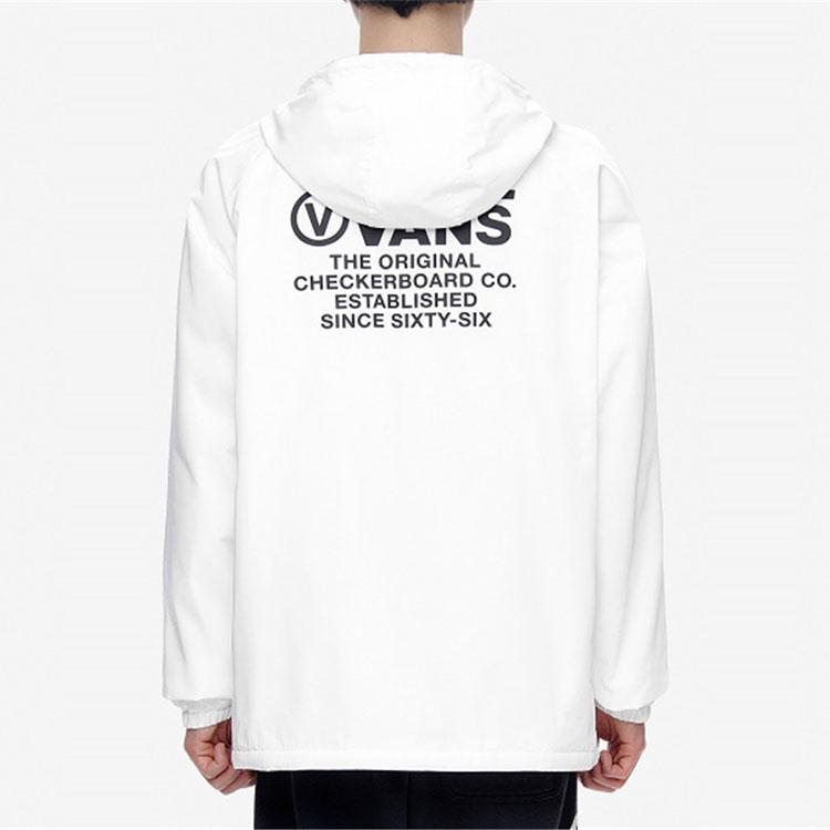 Vans Letter Logo Solid Color Thin Cotton Hoodie Jacket Men jackets White VN0A3W2EYKW