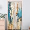 Abstract Blue Shower Curtain for Bathroom, Beige and Gold Yellow Shower Curtains, Modern Painting Farmhouse Aesthetic Polyester