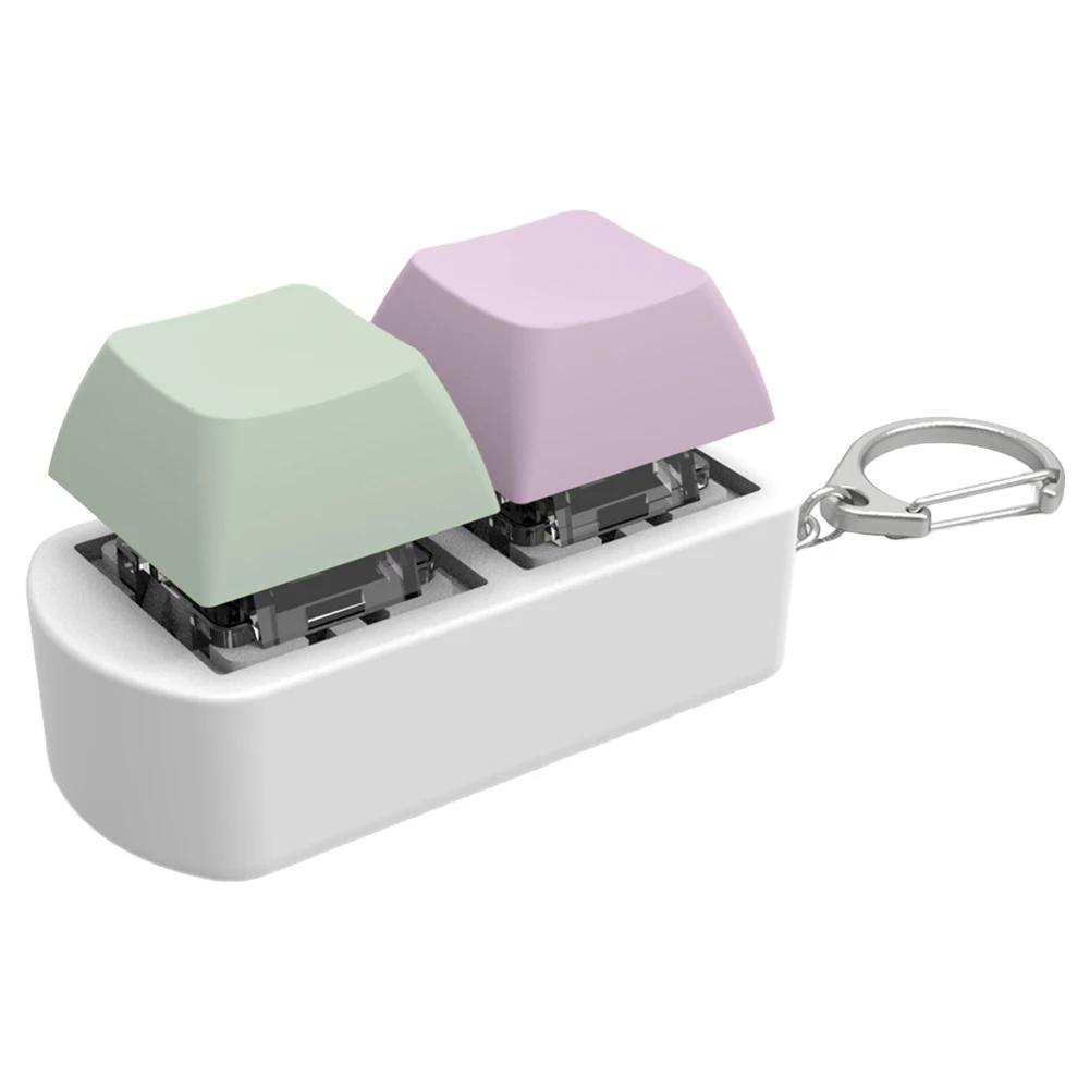 Keyboard Fidget Toy Fidget Clicker 2 Keys Stress Relief Button Key Switch Keychain Shaft Tester Relief Stress Gifts for Adults