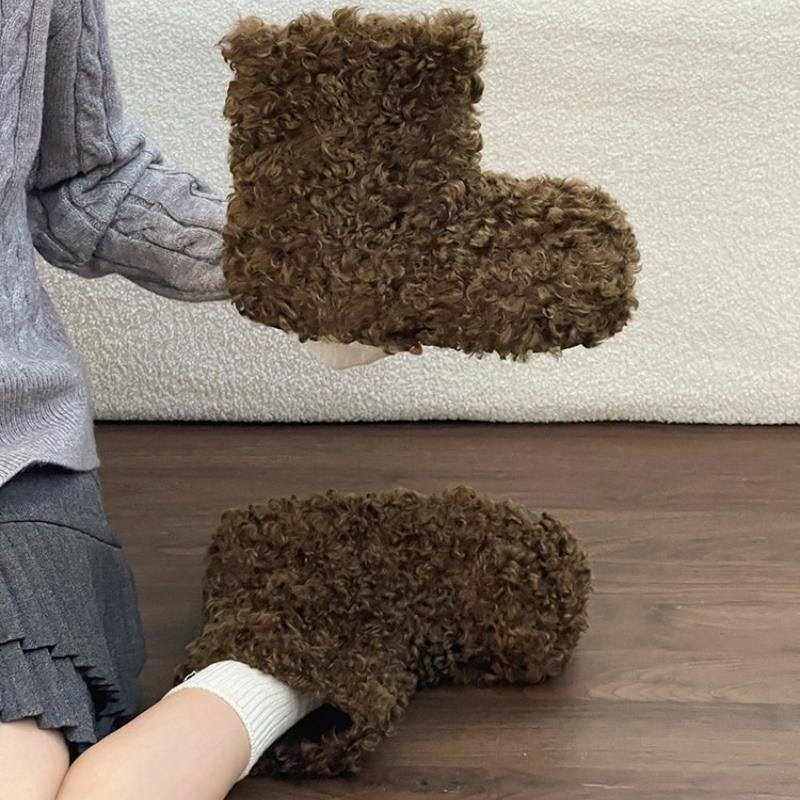 New Winter Women Fur Lining Flats Snow Boots Concise Internal Elevation Shoes Ladies Outdoor Comfort Warm Cotton Mordern Booties