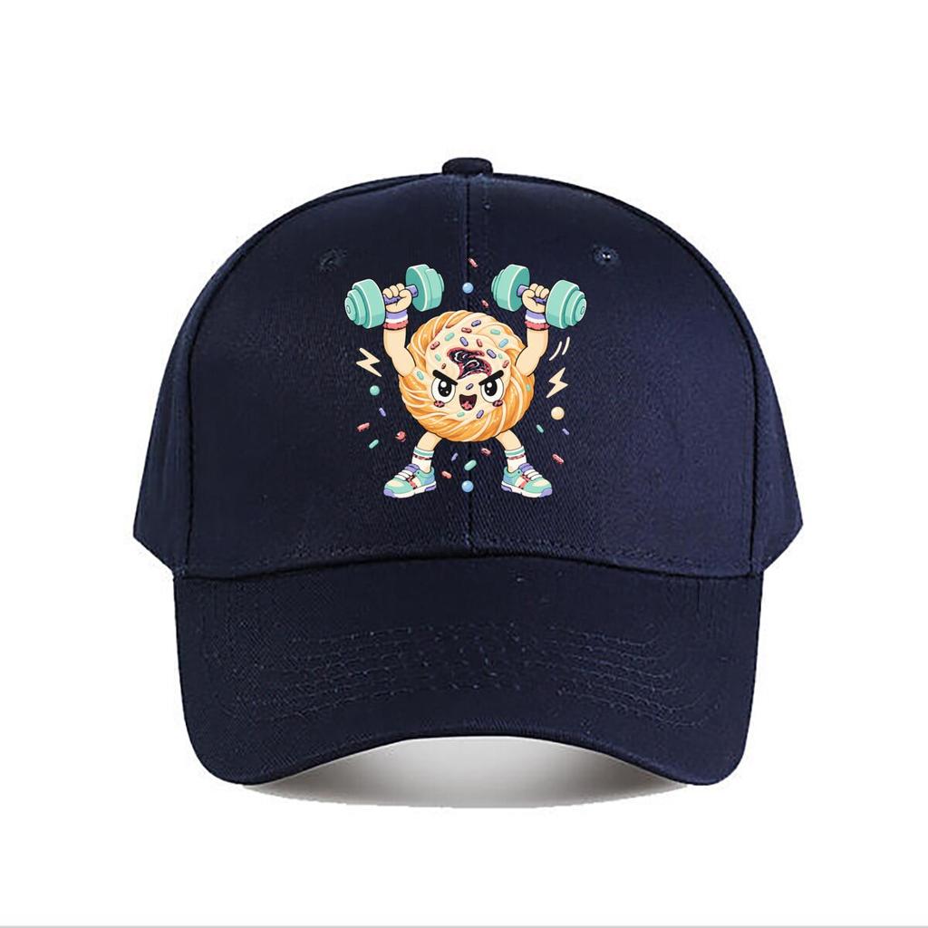 Cute Pastry Powerlifting Cartoon Wor Baseball Cap Fashion Outdoor Sports Sunhat Unisex Snapback Cap Womens