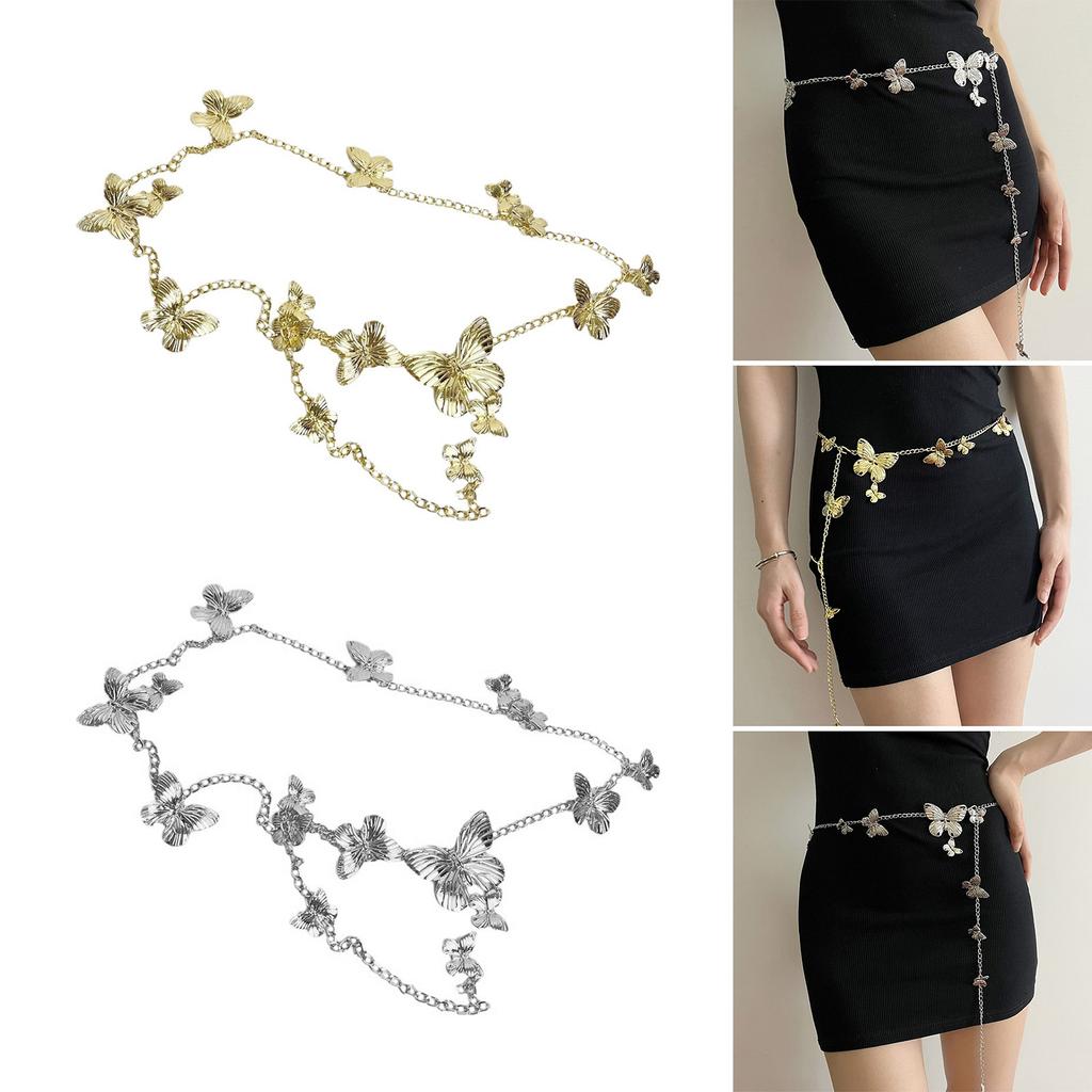 Gothic Butterfly Chain Belt Sexy Waist Chain Belt Elaborate Chain Belly Chain for Dress Butterfly Belt Waist Chain