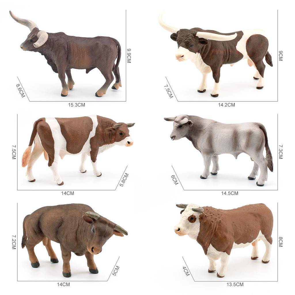 Pvc Farm Detailed Animal Models With Realistic Swiss Brown Cow And Strong Bull Longhorn