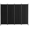 Room Divider 4-Panel Folding Privacy Screen Fabric Partition Office Black