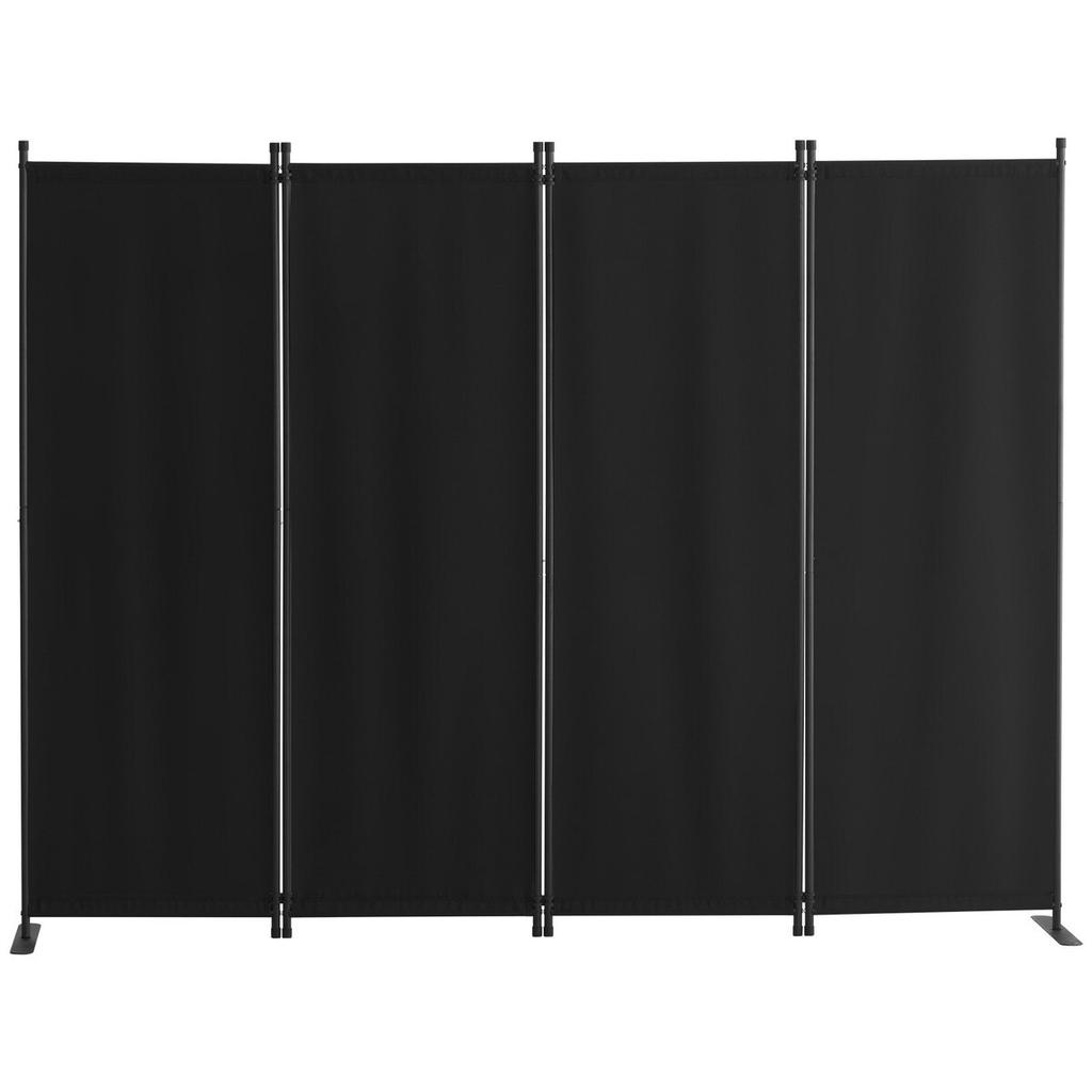Room Divider 4-Panel Folding Privacy Screen Fabric Partition Office Black