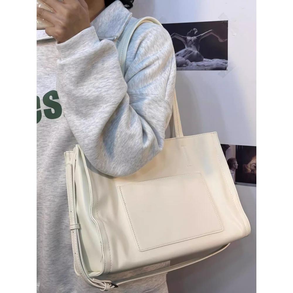 

Cross-border bag spring and summer new large-capacity tote bag student computer bag simple contrasting color shoulder bag college style women s bag білий