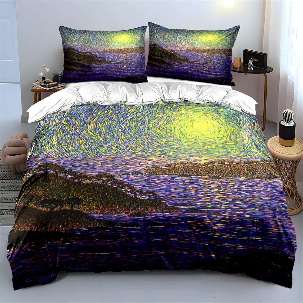 Swirling Sunlit Landscape Pattern. Bedding Sets Duvet Cover Sets Duvet Covers Pillowcases(1 * Duvet Cover 2 * Pillowcases, Without Duvet Insert)