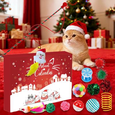 Cat Advent Calendar Cats Interactive Play Toys Christmas Countdown Calendar with Assorted Cat Toys for Indoor Cats Entertainment Health