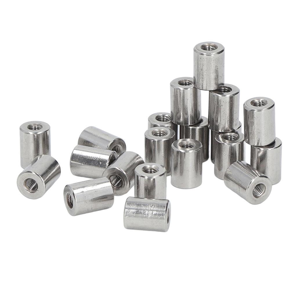 20Pcs Coupling Nut Round Rod Connector Female Thread 304 Stainless Steel M5x0.8 12 L16mm