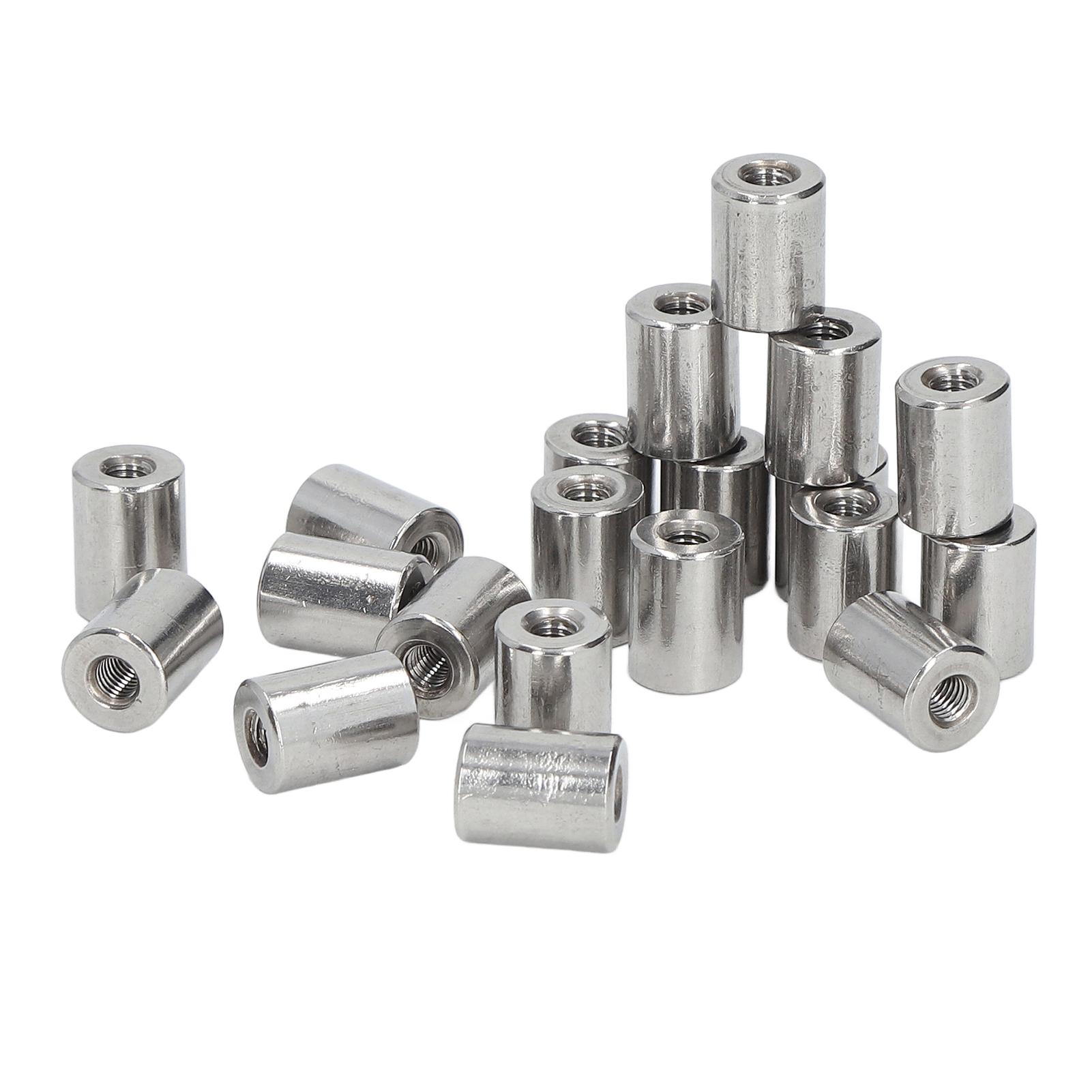 

20Pcs Coupling Nut Round Rod Connector Female Thread 304 Stainless Steel M5x0.8 12 L16mm