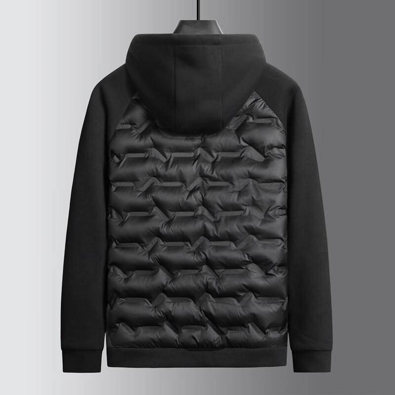 DIBINZE Veste matelassée à capuche patchwork grande taille pour homme