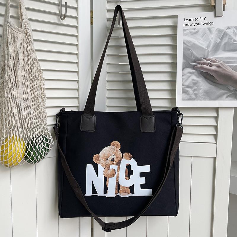 Bolso Tote de Lona Oxford para Mujer con Estampado de Letras Suave para Hombro Uso Diario