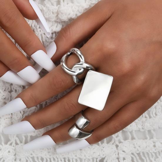 3Pcs Minimalist Cross Knot Ring Set Textured Chunky Stackable Rings for Women Modern Statement Jewelry Elegant Gift for Parties Daily Wear.