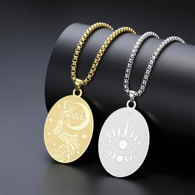 EUEAVAN Hellenic Moon Goddess Necklace for Women Goddess of Night Pendant Necklaces Double-sided Wicca Pagan Amulet Jewelry