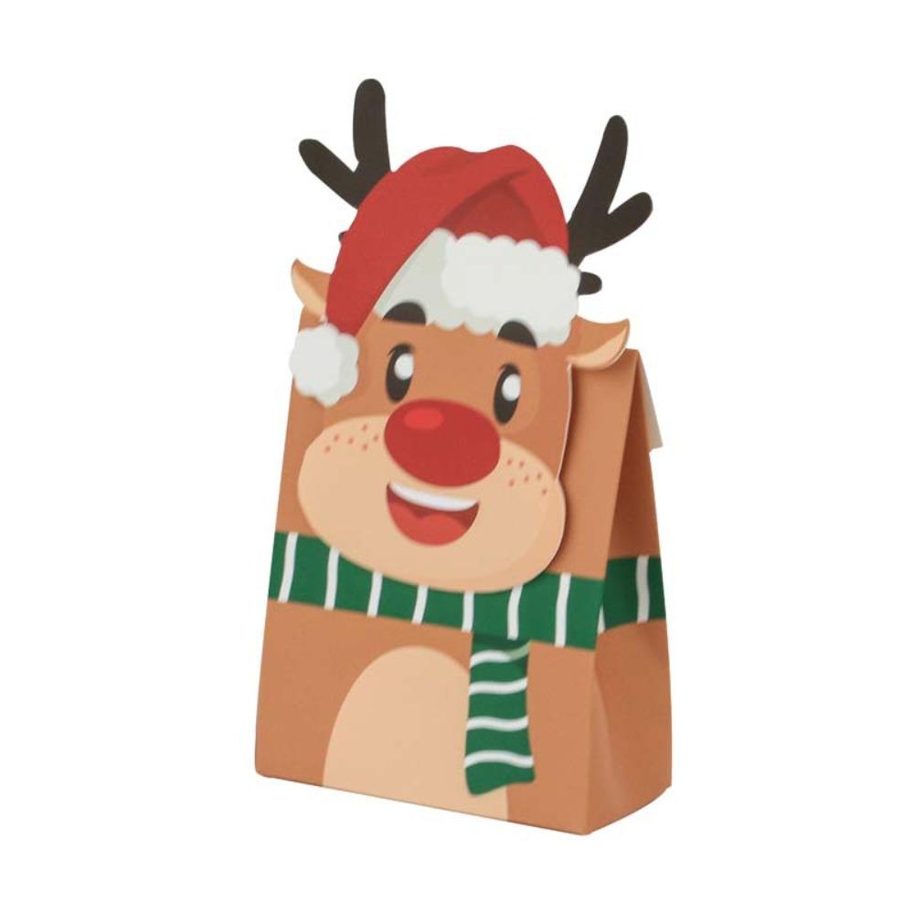 

10 шт. Подарочные коробки из крафт-бумаги Пакет для упаковки печенья для вечеринки Санта-Клауса Рождественский подарок Elk