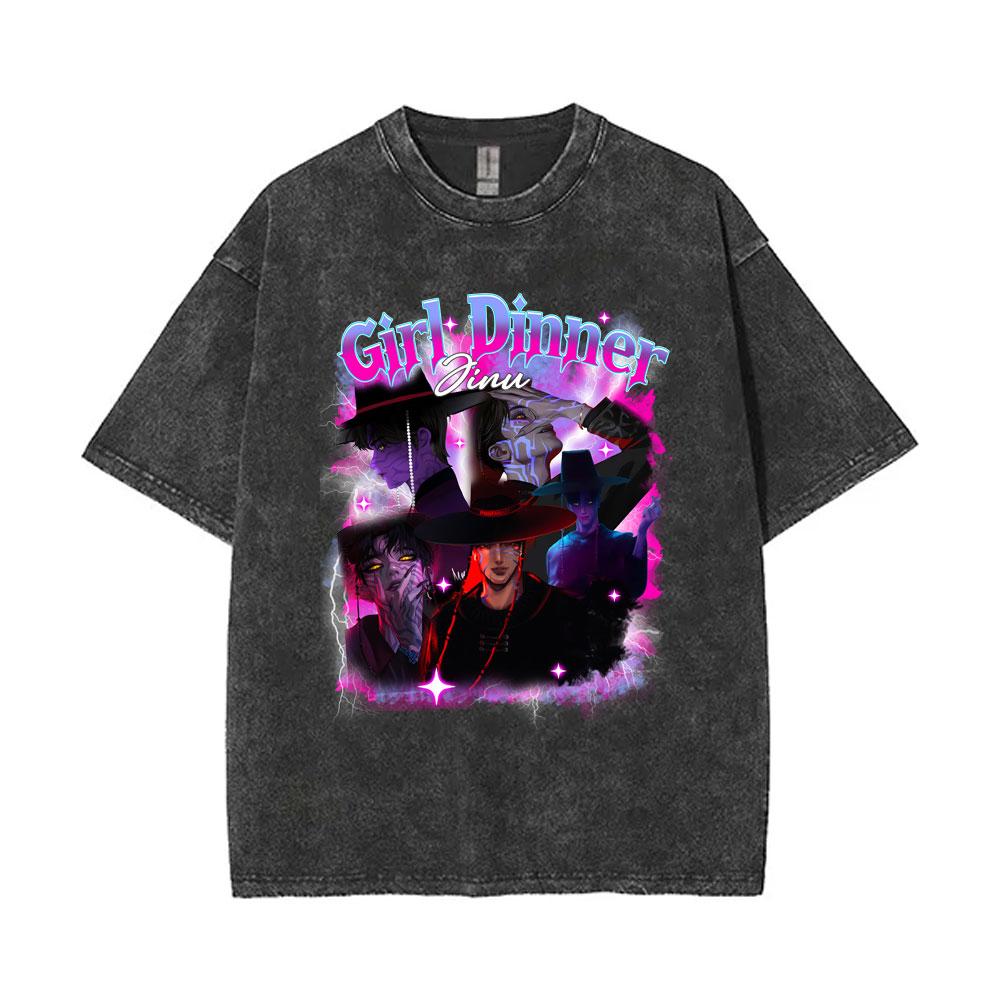 

Vintage Washed Pattern Printed Fashion T-shirt Cartoon Casual Comfortable Short-sleeved Top T-Shirts Women’s 2XL