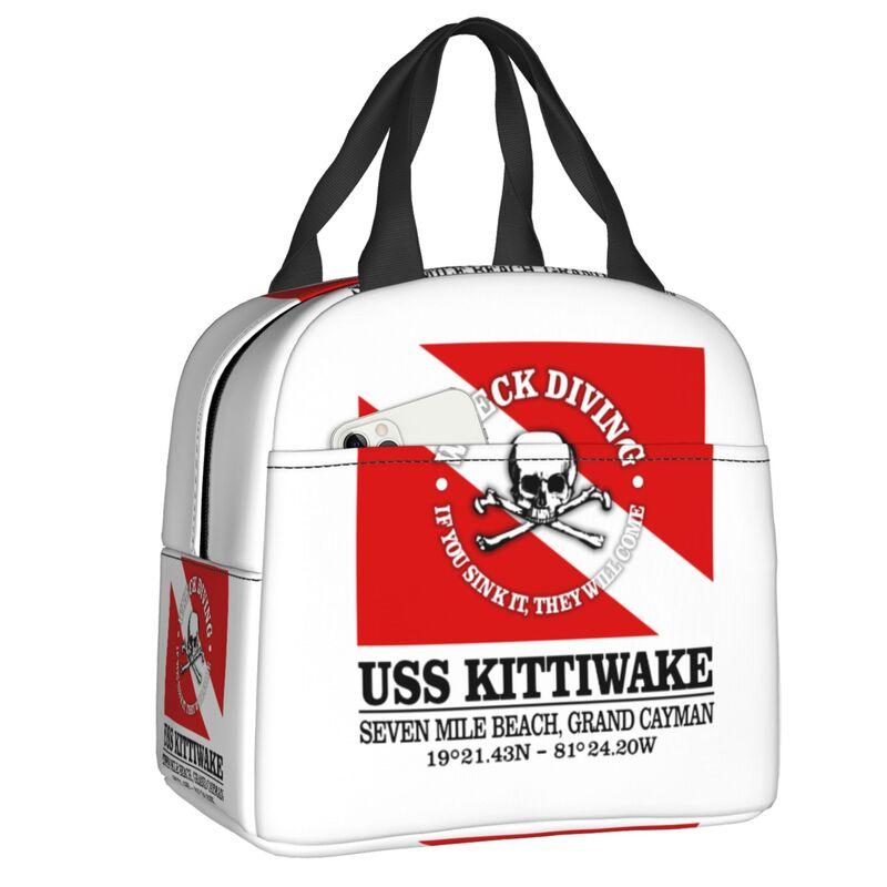Scuba Dive Flag Bubble Red White Portable Lunch Box for Diving Thermal Cooler Food Insulated Lunch Bag School Children Student