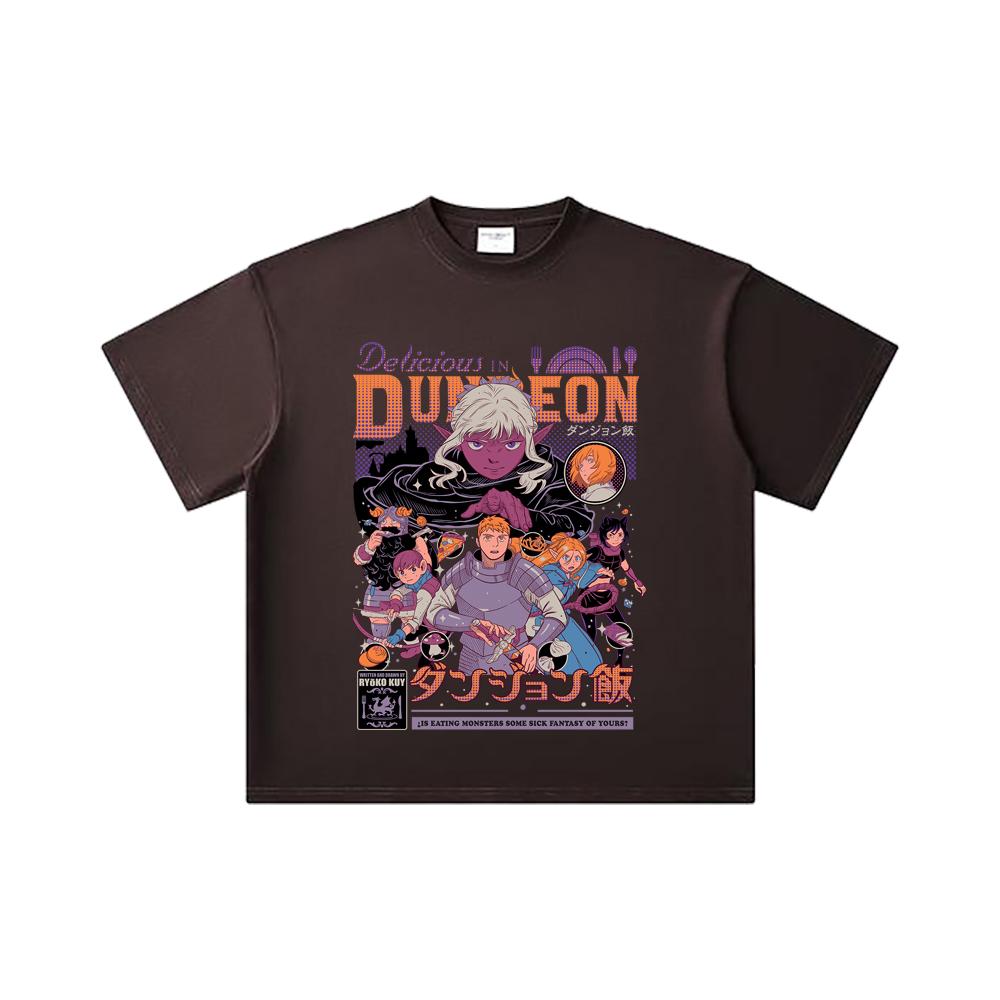 260 GSM Doppelgarn 32er Zählart 100% Baumwolle Delicious in Dungeon V2 Aufdruck Unisex Schweres Baumwoll-T-Shirt