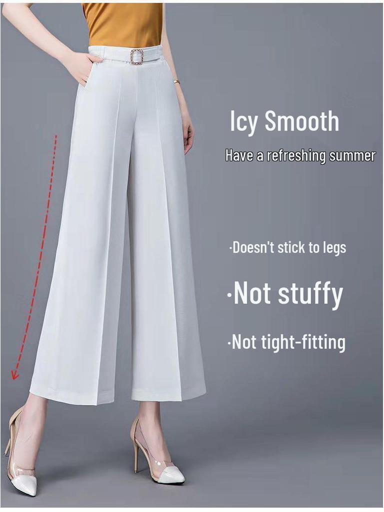 High-Waisted Wide-Leg Summer Pants for Women - Casual, Loose Fit with Elastic Waist