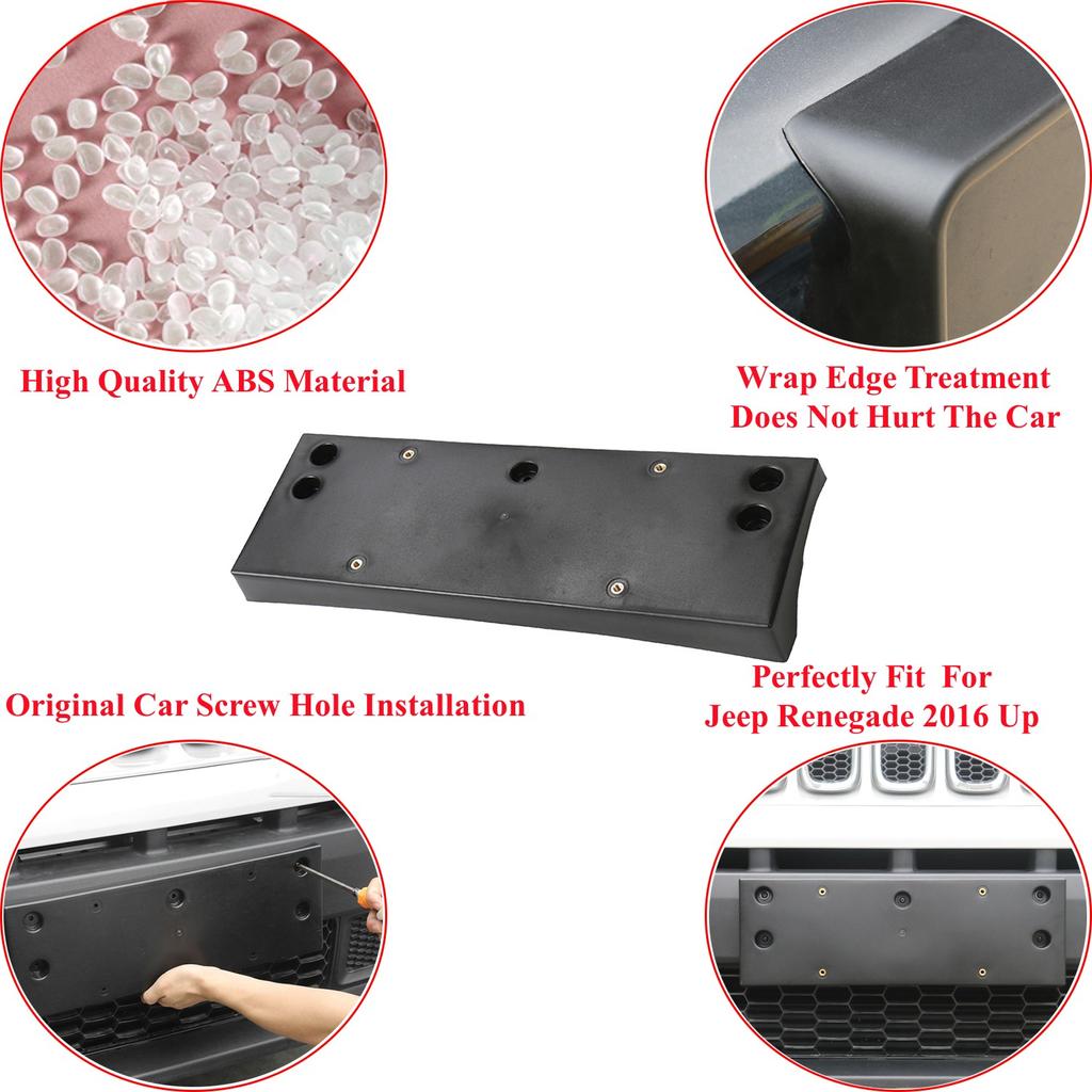 Car 4WD Front Bumper License Plate Bracket Holder for Jeep Renegade 2016 2017 2018    2022 Exterior Accessories