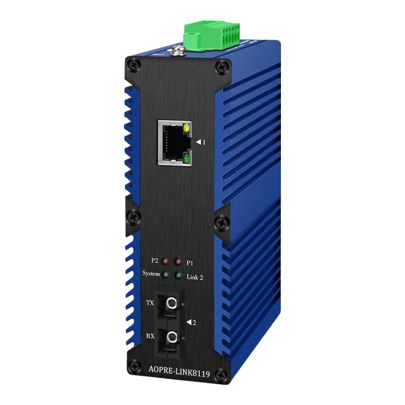 Industrial Gigabit 1-Port POE Fiber Optic Transceiver Switch