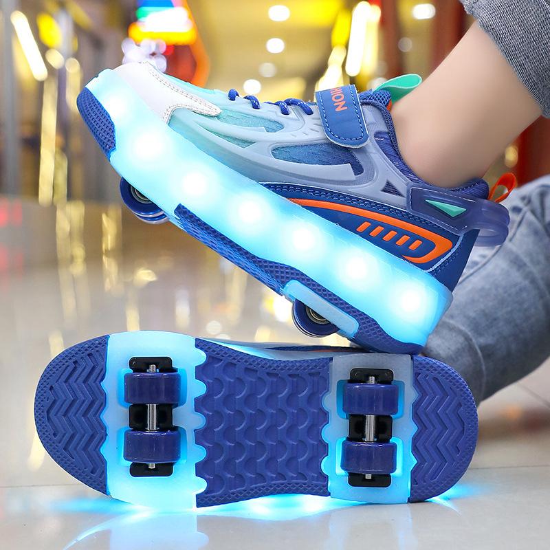 

Runaway shoes girls skates children breathable roller skates luminous charging shoes invisible double wheels men 29