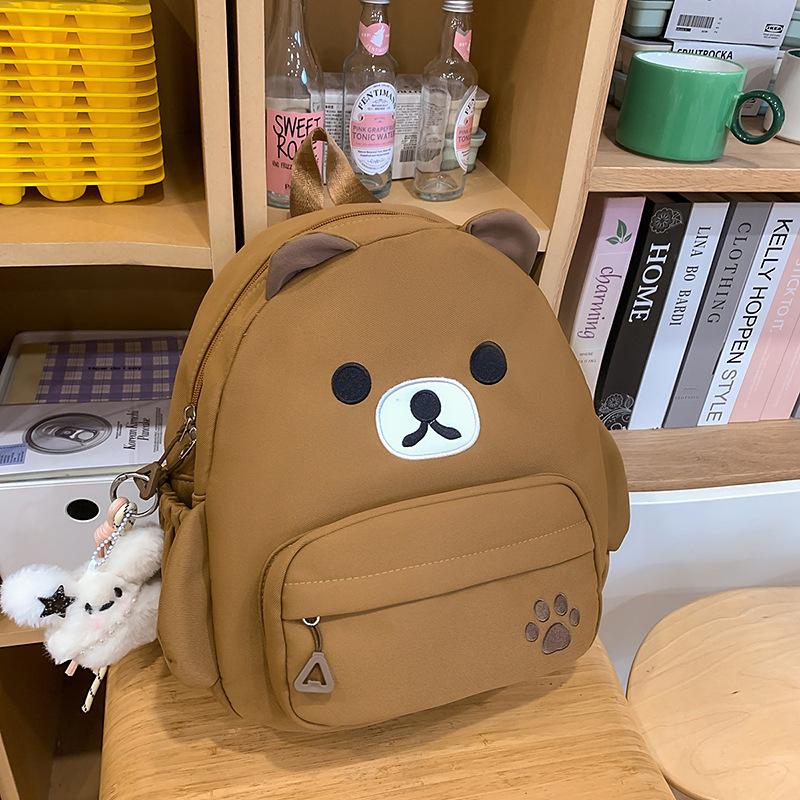 School Bag Cute Cartoon Canvas Bear Backpack Simple Light Versatile Large Capacity