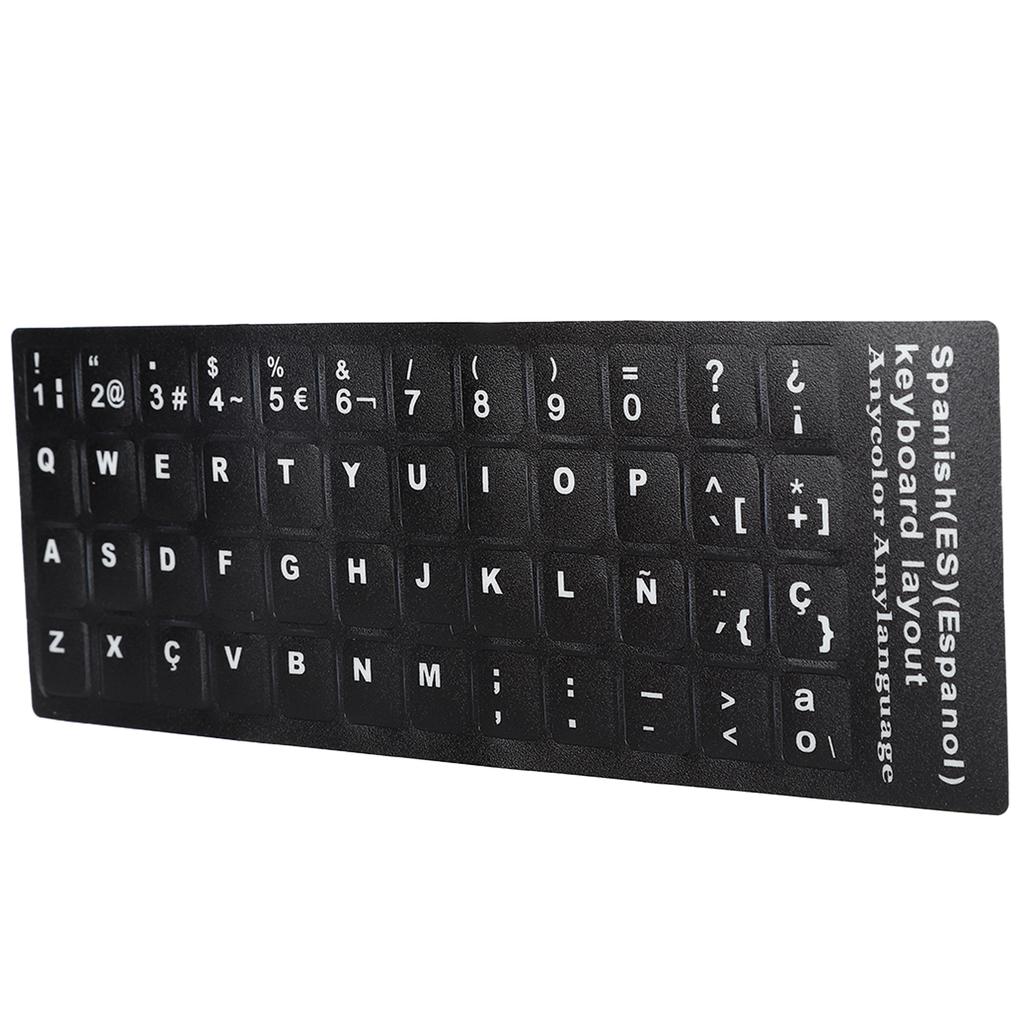 Keyboard Sticker Spanish Waterproof Black Background for 10in To 17in Laptop Notebook Desktop Computer