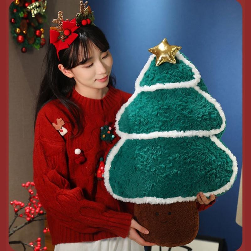 Plushie Throw Pillow Comfortable Christmas Holiday Cushion for Sofa and Bed Decoration Throw Pillows 1PC