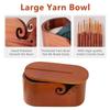Oval Shape Wooden Knitting Bowl with Holes Multifunctional Yarn Holder with Lid for Crocheting Knitting Tool Storage