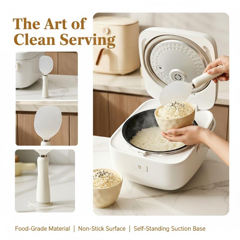 Magnetic Rice Spoon With Suction Cup, Standing Magnetic Rice Scooper For Cooking And Serving Rice, Mashed Potatoes