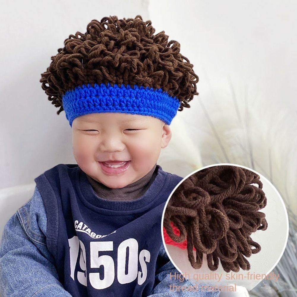 

Breathable Knitting Hat Funny Photography Props High Quality Headband for Baby синий