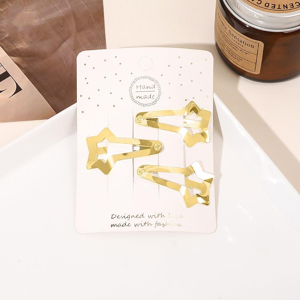 Épingles à cheveux simples givrées pour filles, 3 pièces, pinces à cheveux carrées, ovales, Triangle, pour enfants, épingles à cheveux, cliquez sur clac