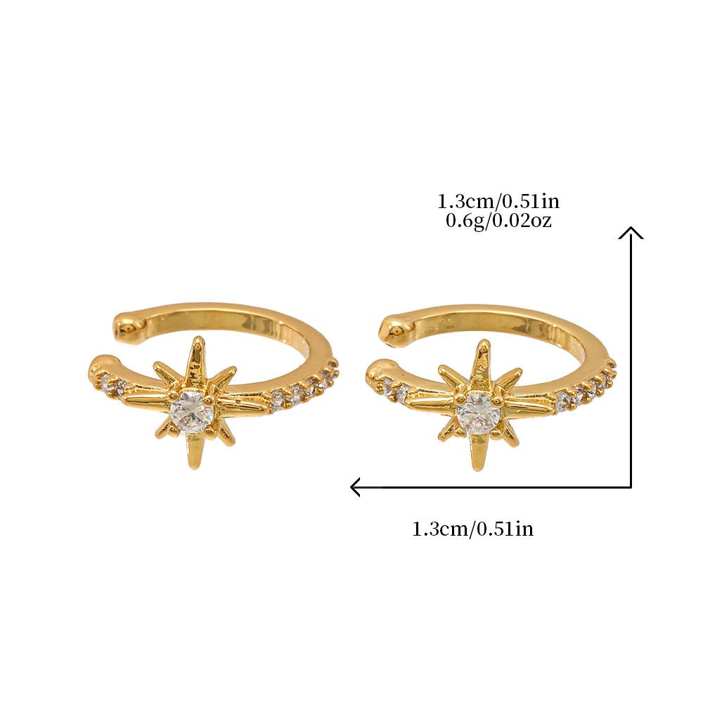 GEMCHIC Women s Korean Style Eight-Pointed Star Gold Plated Ear Cuff Clip-On Earrings with Cubic Zirconia