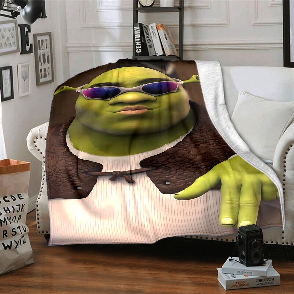 Shrek Theme Printed Blanket - Perfect for Couch, Bed, Travel & Outdoor Use | Machine Washable, Cozy & Durable.