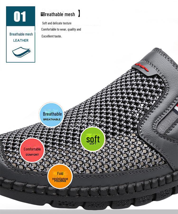 Ademende zomerschoenen voor heren met mesh - comfortabele sandalen met zachte zool voor vaders van middelbare leeftijd