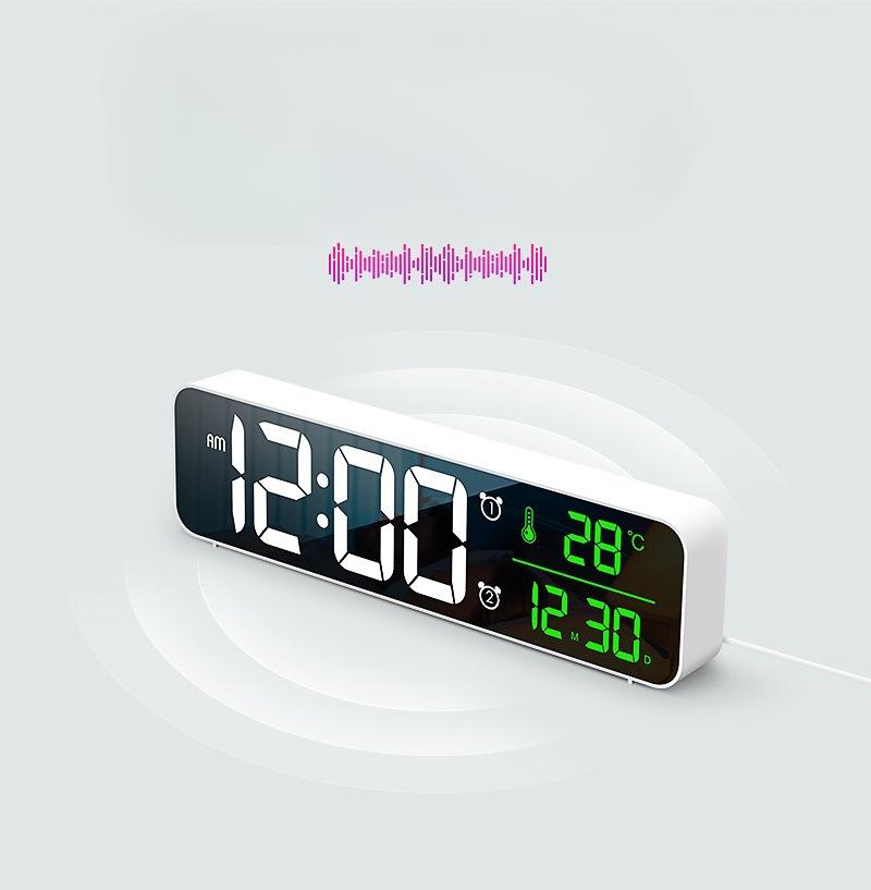 Digital Display LED Wall Clock Two Sets of Alarm Clocks on The Table