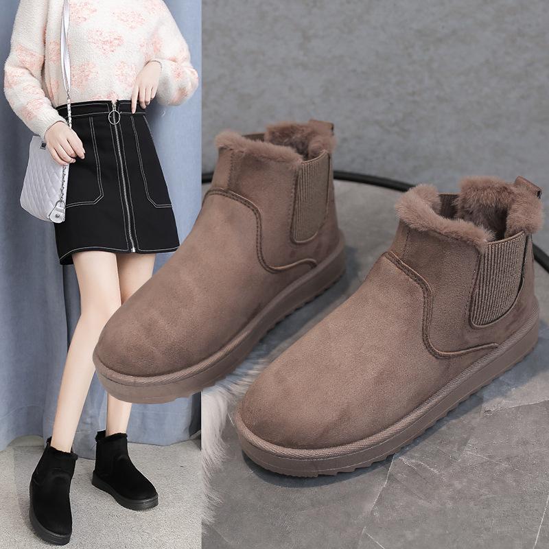 2025 Fleece-Lined Plus Size Women's Winter Slip-On Ankle Snow Boots