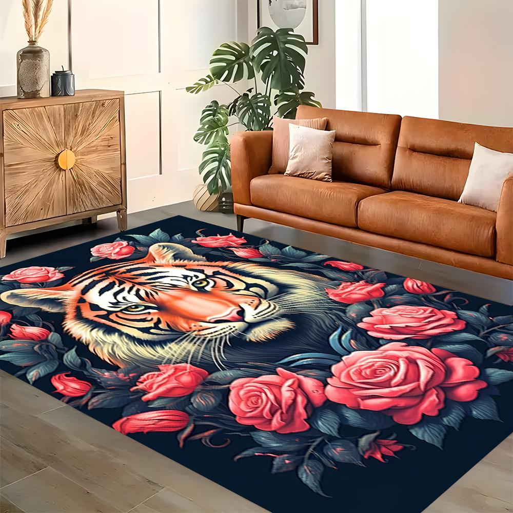 White Tiger Family for Living Room Rug, BedRoom Rug, Study Room Rug, Hallway Decoration, Perfect for Home Decoration or Holiday Gifts