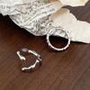 Yinruitai S925 Sterling Silver Geometric Bamboo Joint Women's Ring - High-End Light Luxury Korean Design