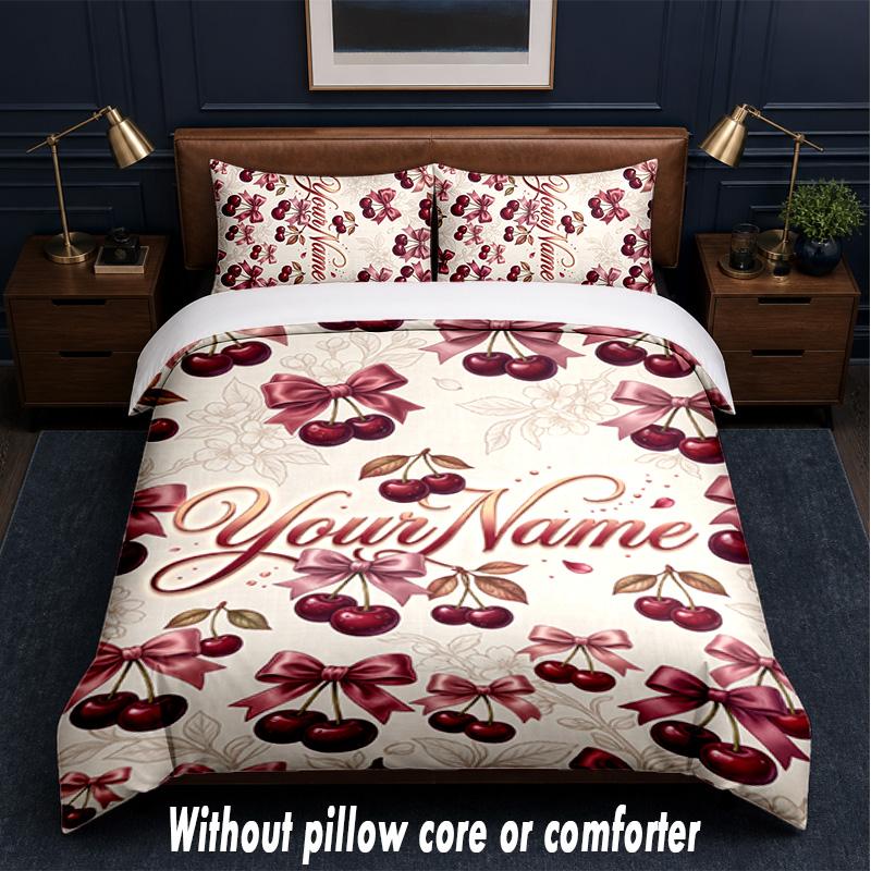Valentine Love Theme Custom Text Or Name 3Pcs Bedding Set,1 Flat Sheet & 2 Pillowcases Personalized Home Bedding